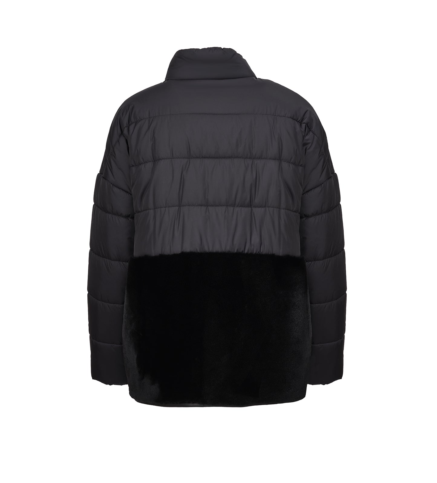 SHORT CAPE QUILTED NYLON +SHEARLING