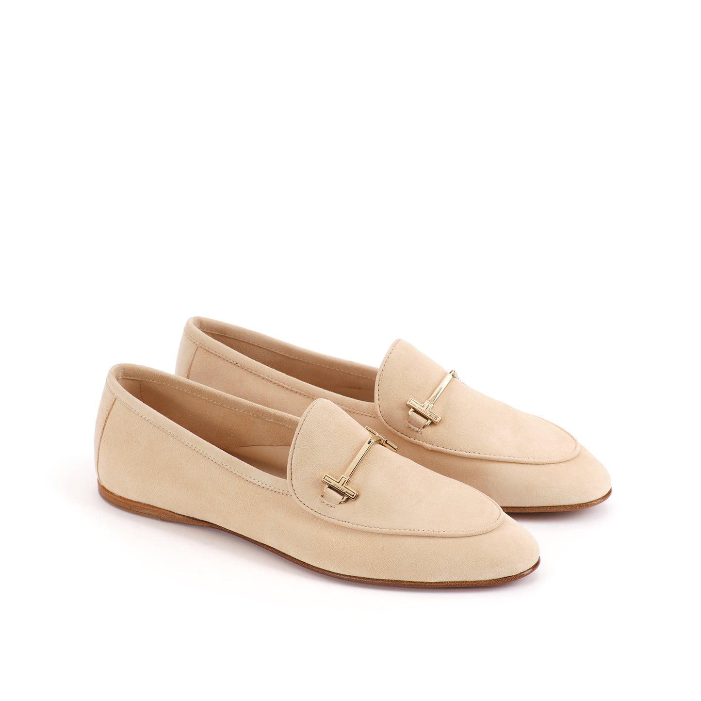 MOCASSINO MONICA UNLINED SUEDE KID - SABBIA + ORO CHIARO