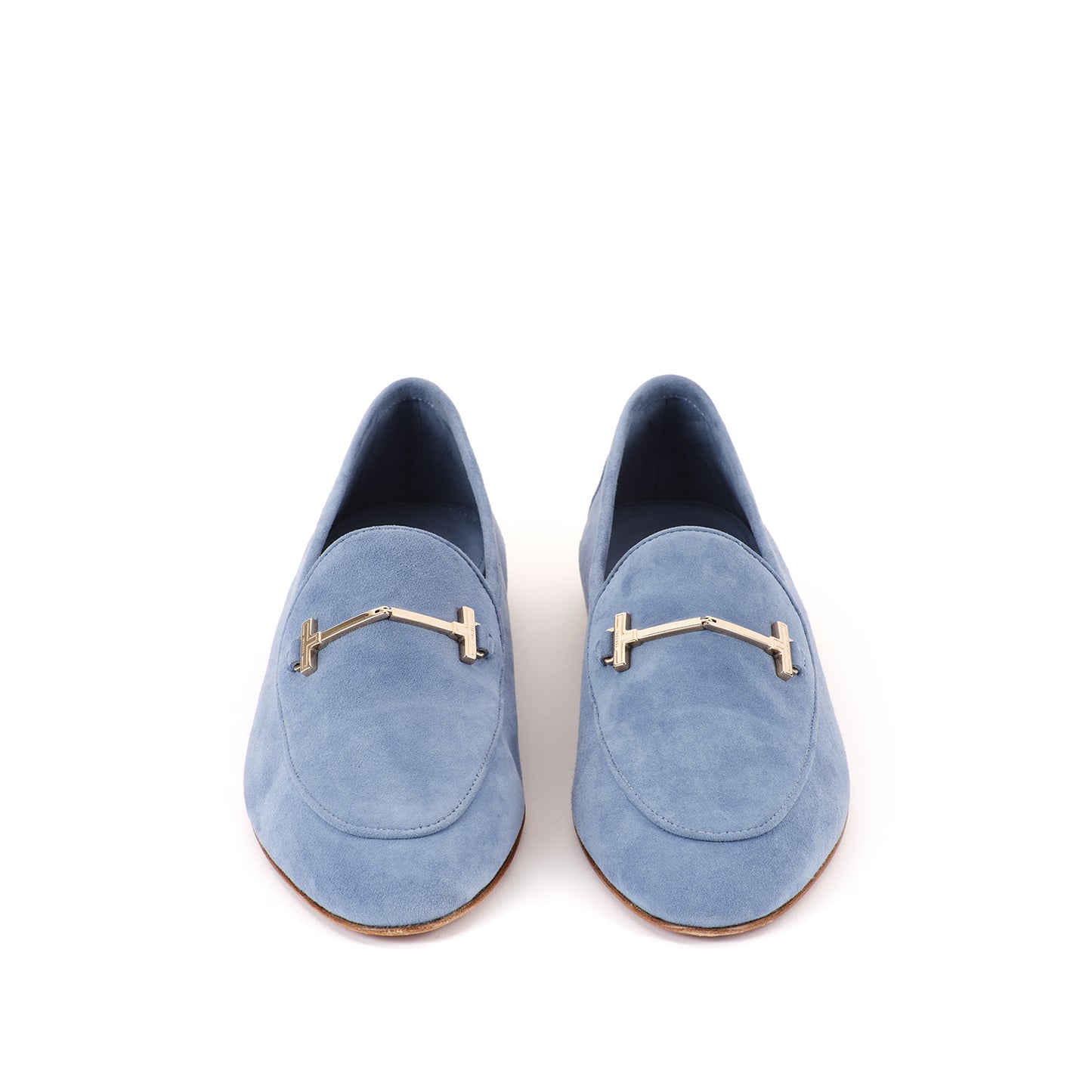 MOCASSINO MONICA UNLINED SUEDE KID - CELESTE + ORO CHIARO