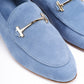 MOCASSINO MONICA UNLINED SUEDE KID - CELESTE + ORO CHIARO